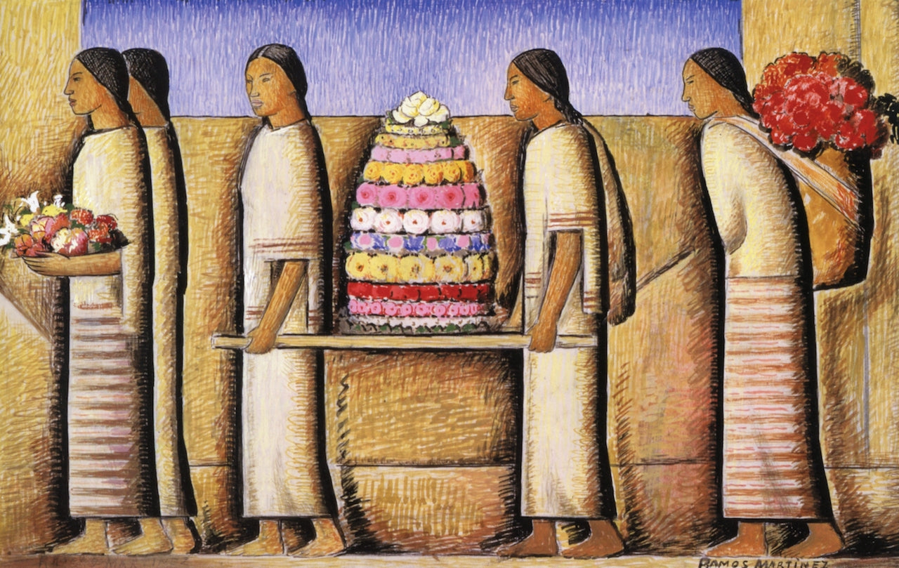 Folclórico Mexicano, vintage artwork by Alfredo Ramos Martinez, 12x8" (A4) Poster