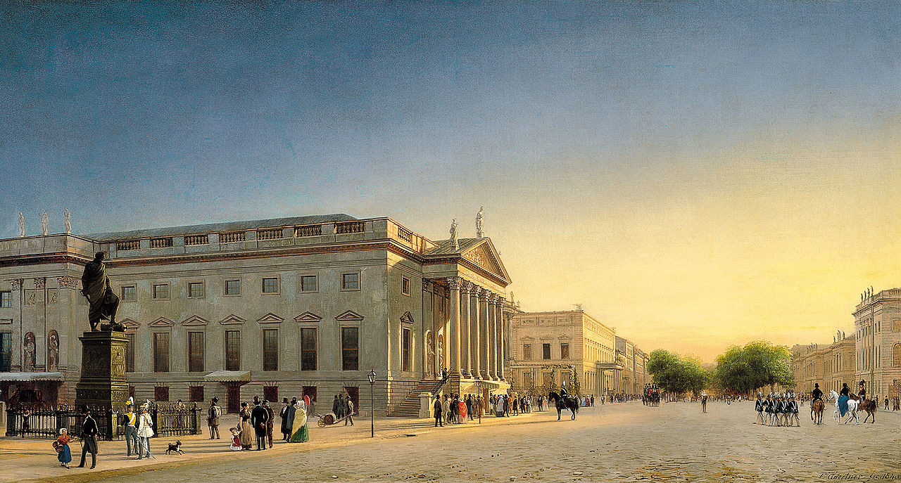 The Opera and Unter den Linden, vintage artwork by Eduard Gaertner, A3 (16x12") Poster Print