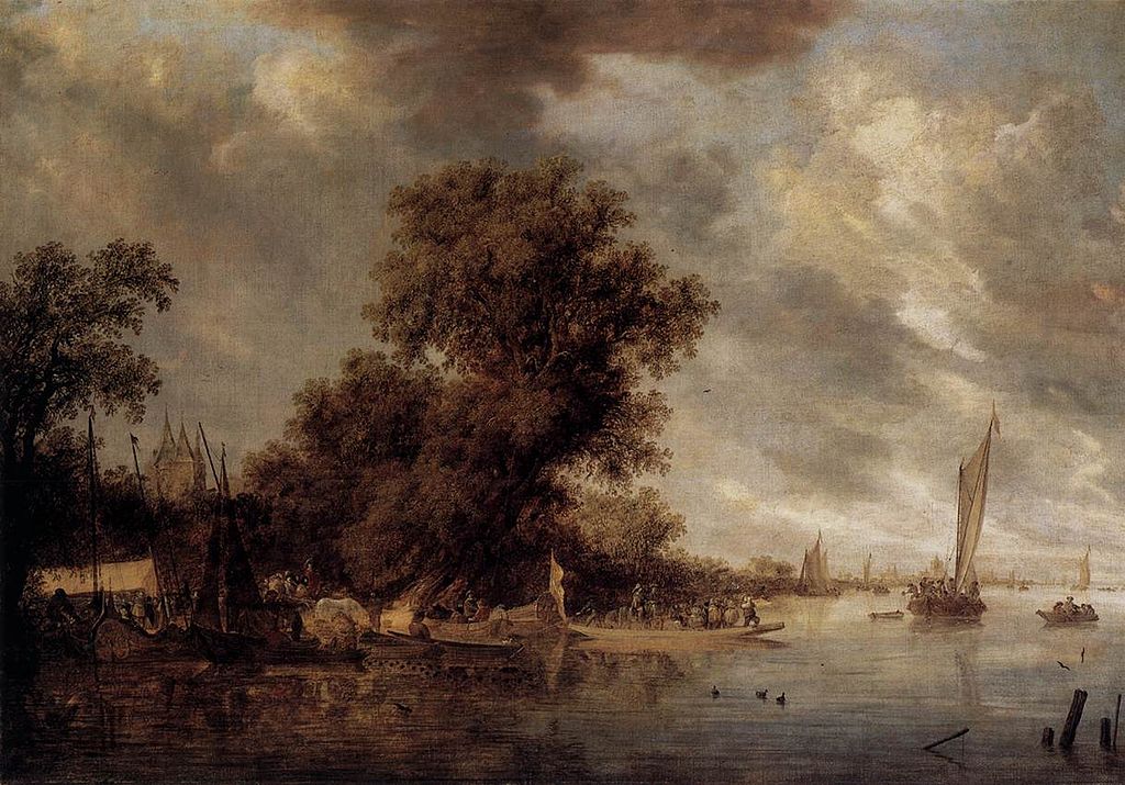 River Landscape at Arnheim, vintage artwork by Salomon van Ruysdael, 12x8" (A4) Poster