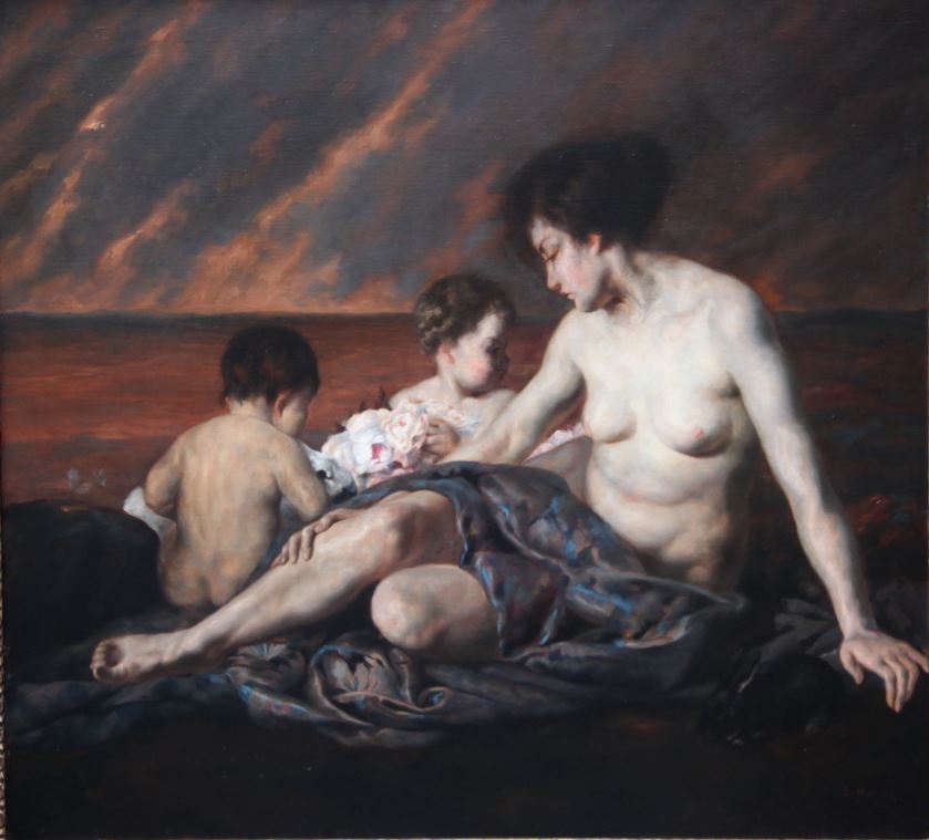 Woman and Children, vintage artwork by Peter von Hamme, 12x8" (A4) Poster
