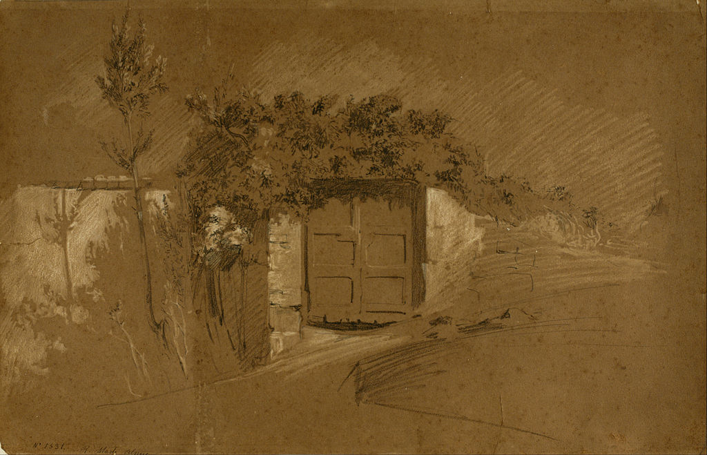 Door and Wall, vintage artwork by Ramon Marti Alsina, 12x8" (A4) Poster