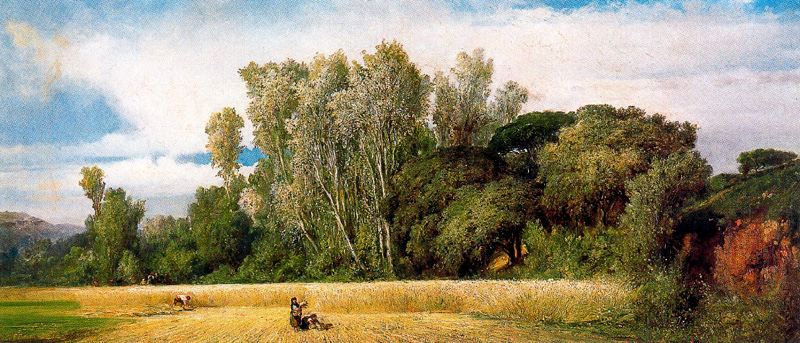 The Wheat Harvest, vintage artwork by Ramon Marti Alsina, 12x8" (A4) Poster