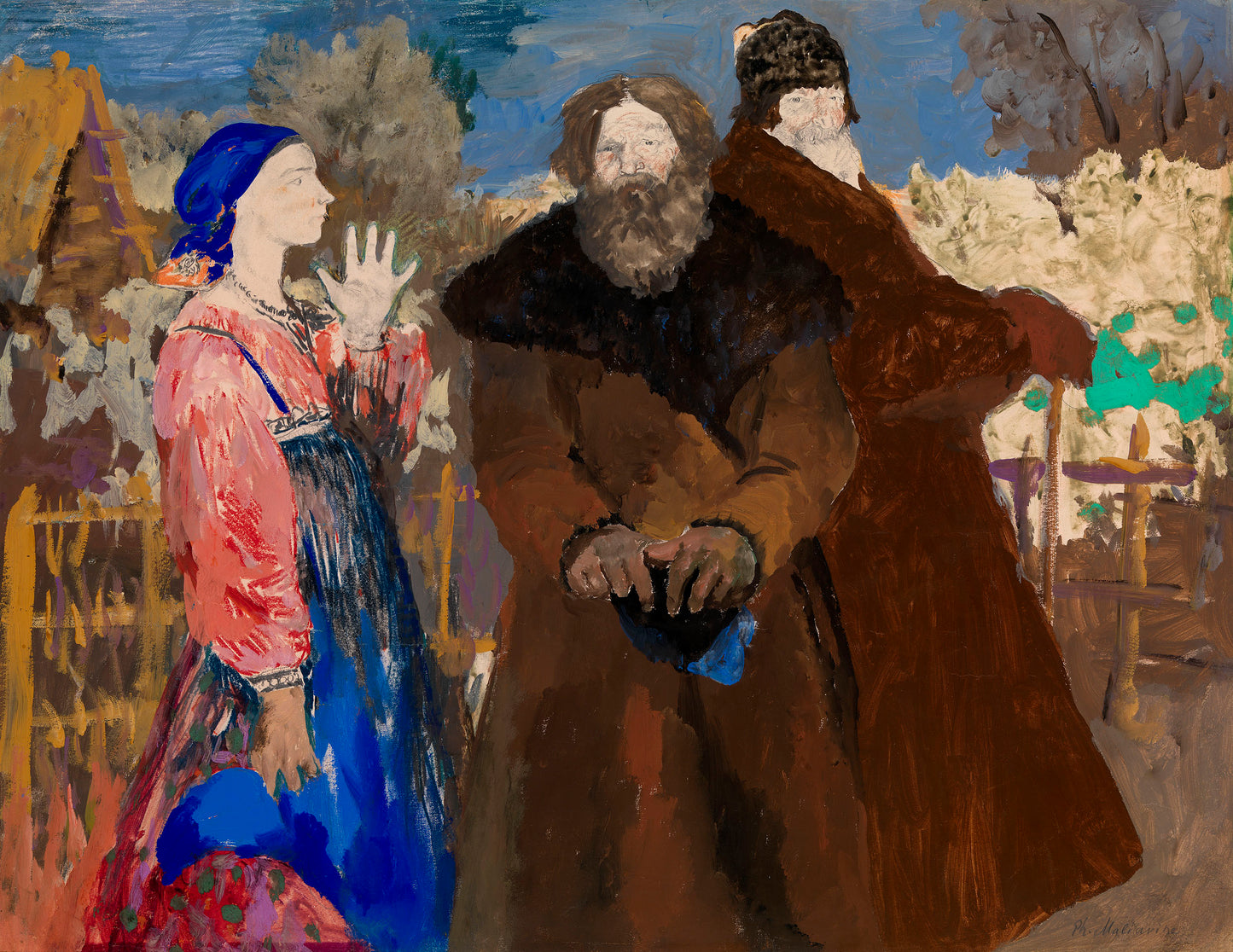 Russian Peasants by Filipp Andreevich Maliavin,A3(16x12")Poster