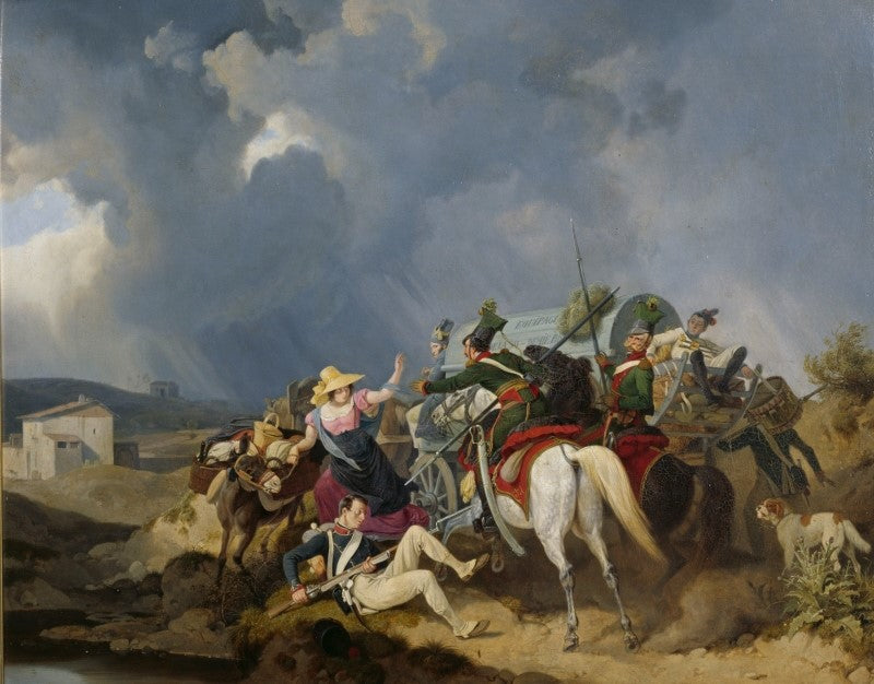 Invasion of the Austrian Uhlans, vintage artwork by Peter von Hess, 12x8" (A4) Poster