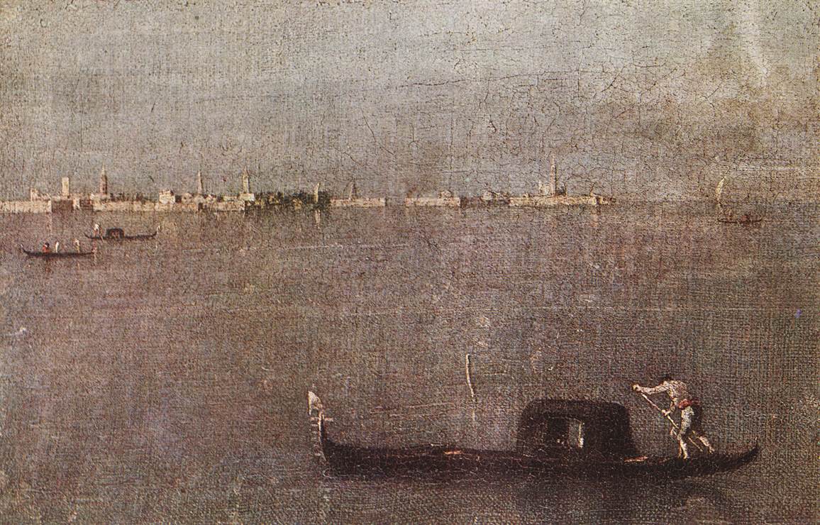 A Gondola in the Lagoon, vintage artwork by Francesco Guardi, 12x8" (A4) Poster