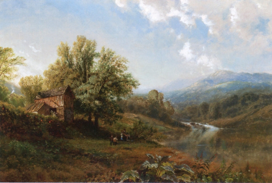 Fishing by the Mill, vintage artwork by Edmund Darch Lewis, 12x8" (A4) Poster