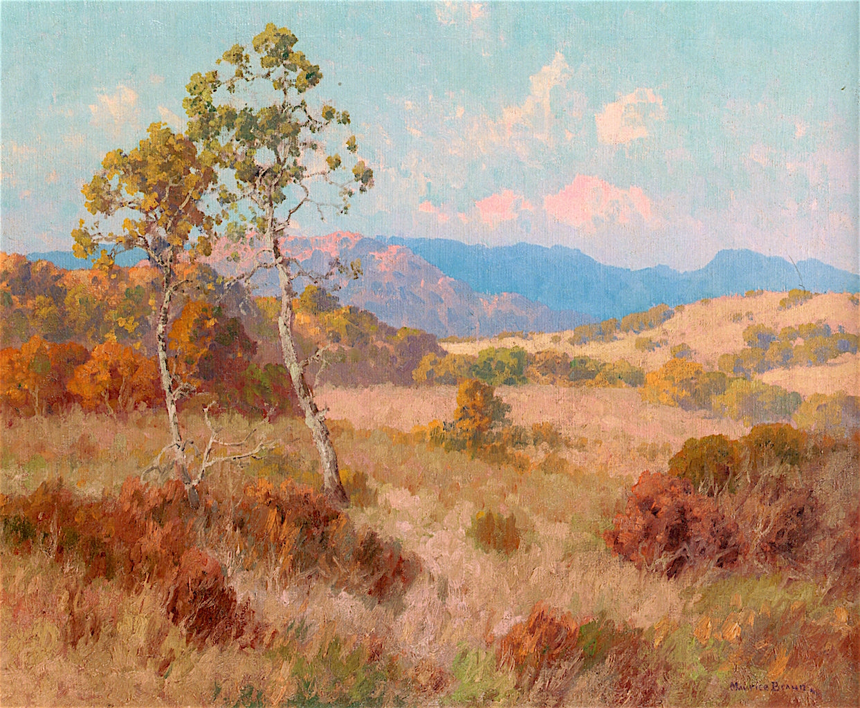 Summer's Sycamores, vintage artwork by Maurice Braun, 12x8" (A4) Poster