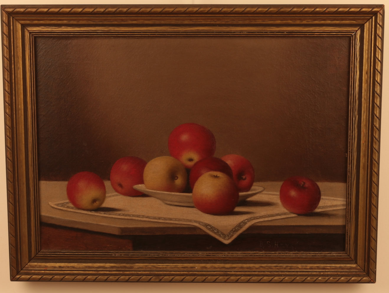 Apples on a Plate and Tablecloth, vintage artwork by Barton Stone Hays, 12x8" (A4) Poster