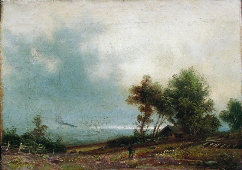 Landscape. Grey Morning, vintage artwork by Gavriil Kondratenko, 12x8" (A4) Poster