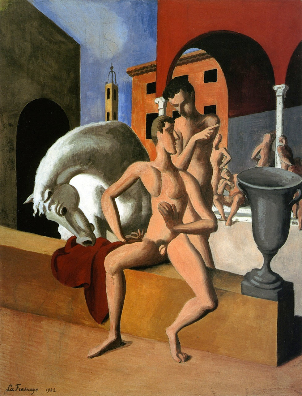 The Grooms, vintage artwork by Roger de la Fresnaye, 12x8" (A4) Poster