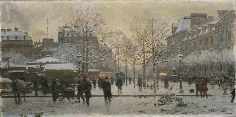 Place de la Republique, vintage artwork by Luigi Loir, 12x8" (A4) Poster