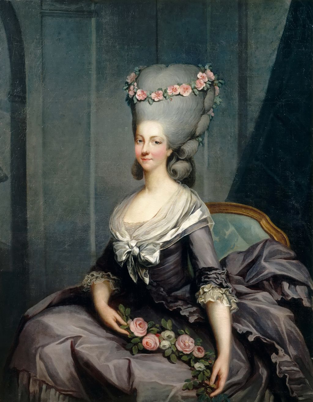 Portrait of Madame de Lamballe, vintage artwork by Antoine-Francois Callet, 12x8" (A4) Poster