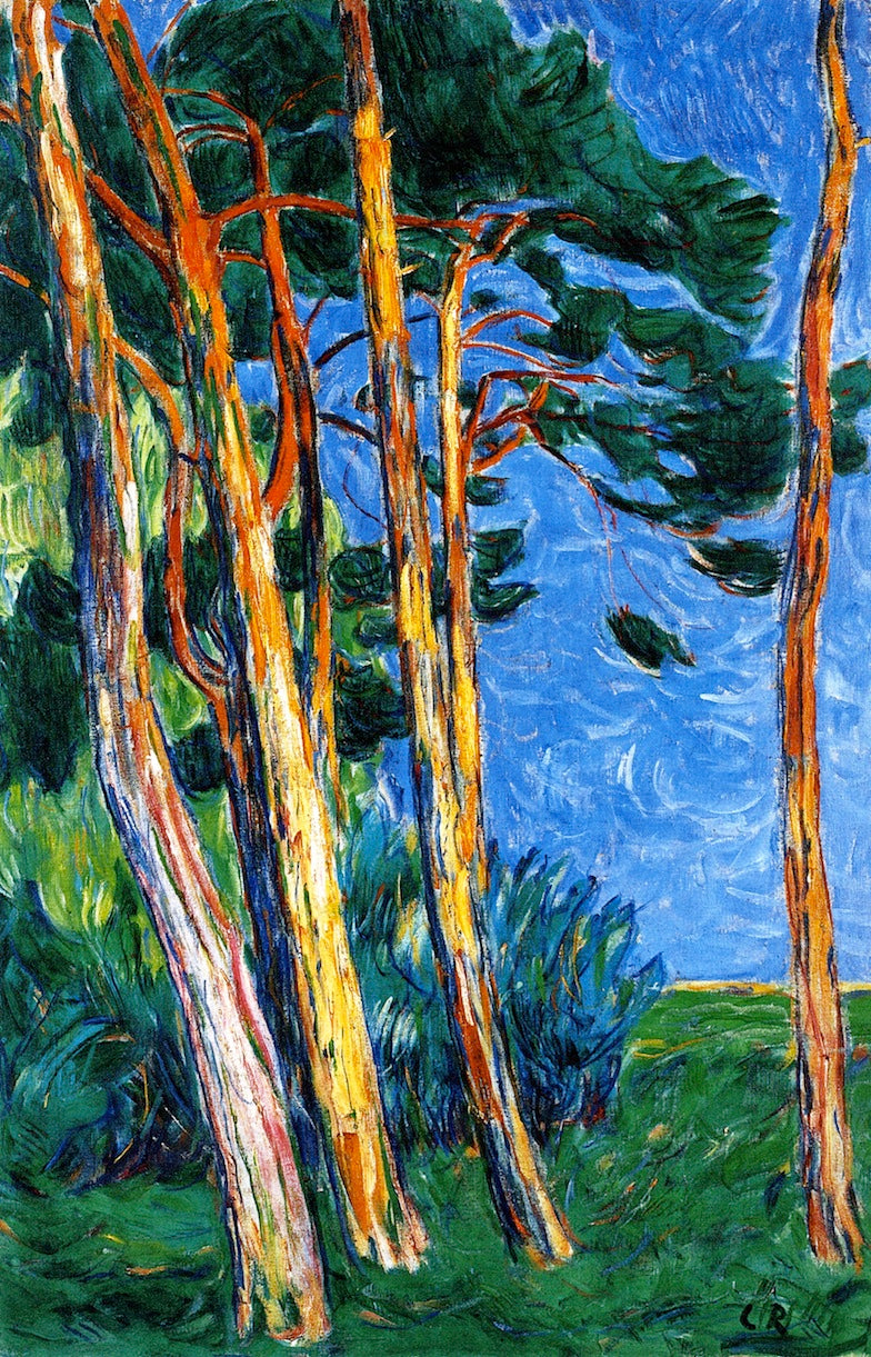 Group of Pines, vintage artwork by Christian Rohlfs, 12x8" (A4) Poster
