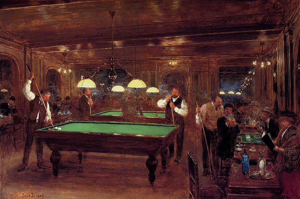 Le Billard, vintage artwork by Jean-Georges Beraud, 12x8" (A4) Poster