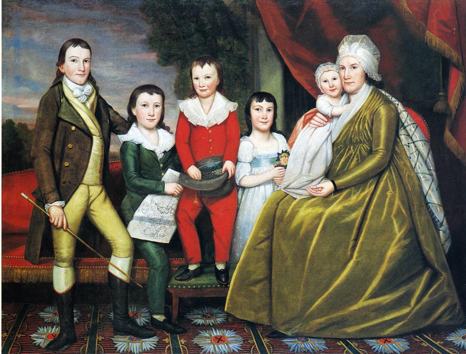 Mrs. Noah Smith and Her Children, vintage artwork by Ralph Earl, 12x8" (A4) Poster
