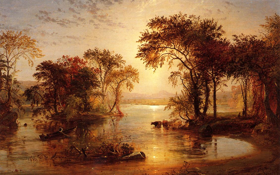 Autumn on the Susquehanna, vintage artwork by Jasper Francis Cropsey, 12x8" (A4) Poster