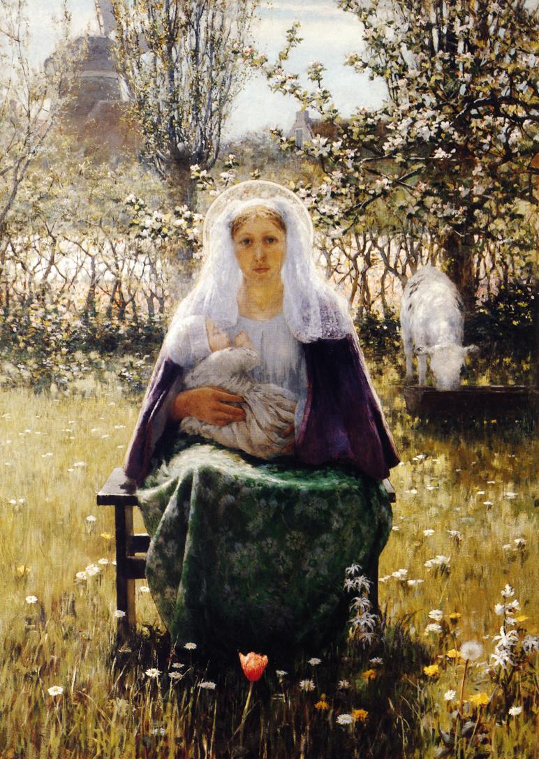 Blessed Mother, vintage artwork by George Hitchcock, 12x8" (A4) Poster