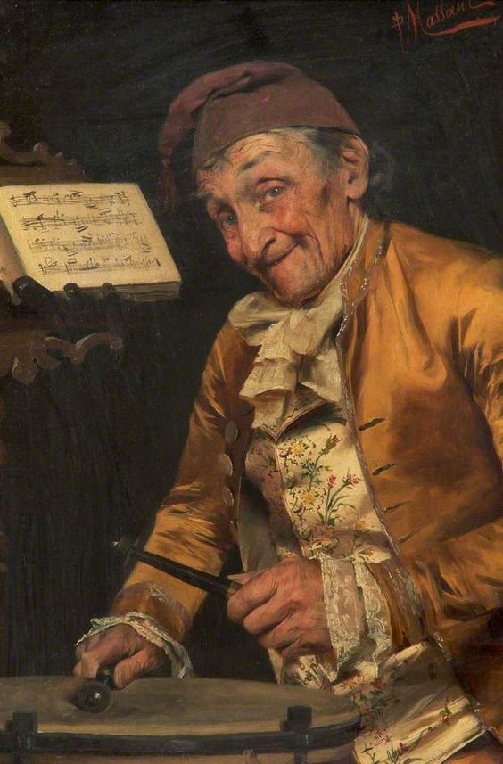 The Old Musician, vintage artwork by Pompeo Massani, 12x8" (A4) Poster