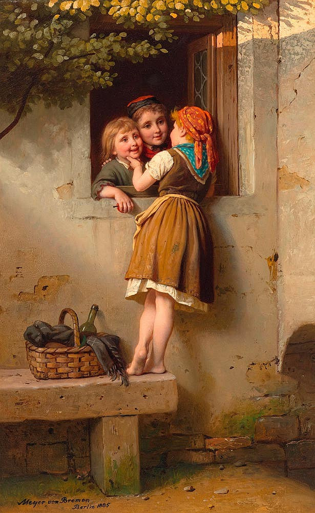 The Chatterbox, vintage artwork by Johann Georg Meyer von Bremen, A3 (16x12") Poster Print