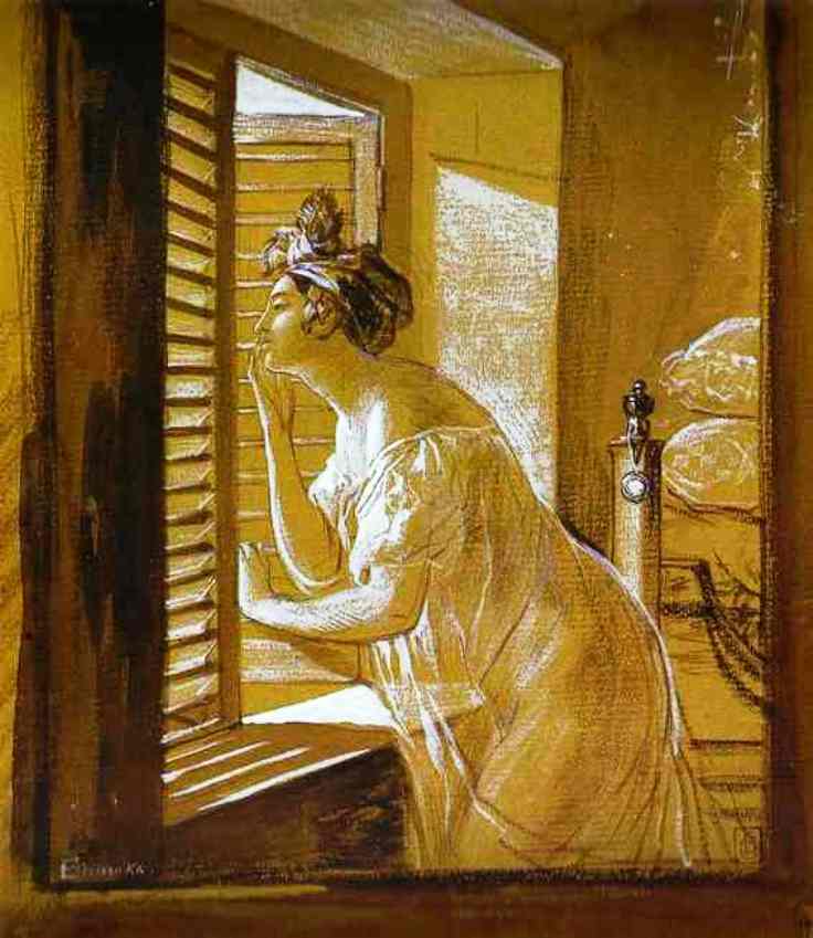 Italian Woman Blowing a Kiss, vintage artwork by Karl Pavlovich Brulloff, A3 (16x12") Poster Print