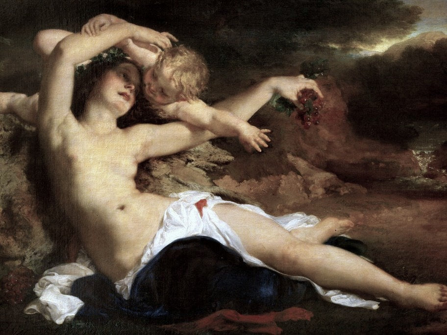 Venus and Amor, vintage artwork by Károly Brocky, A3 (16x12") Poster Print