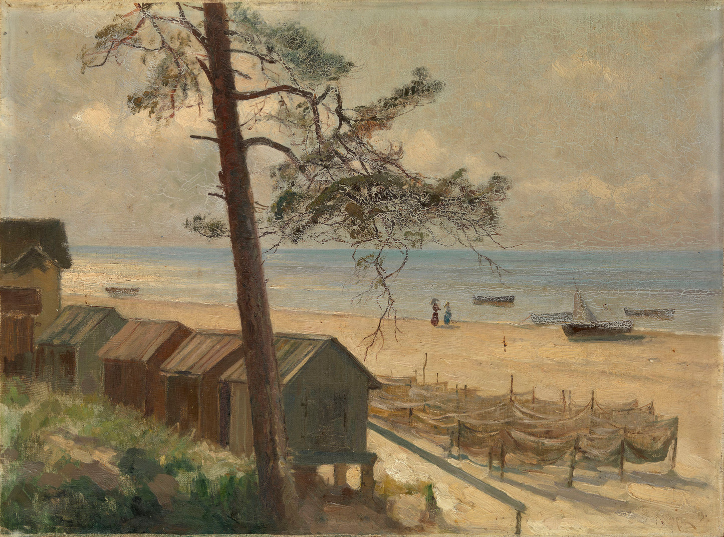 Fishing Nets by the Gulf of Finland, vintage artwork by Julius Klever, 12x8" (A4) Poster