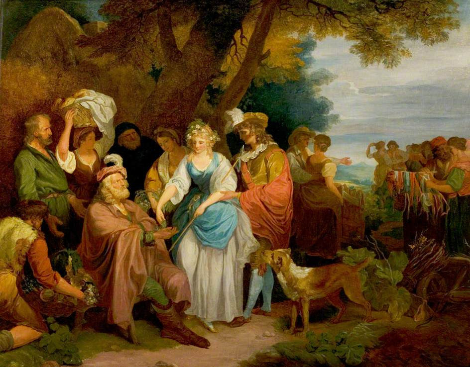 The Winter's Tale, Act IV, Scene 3, Perdita, Florizel and Polixenes, vintage artwork by Francis Wheatley, 12x8" (A4) Poster