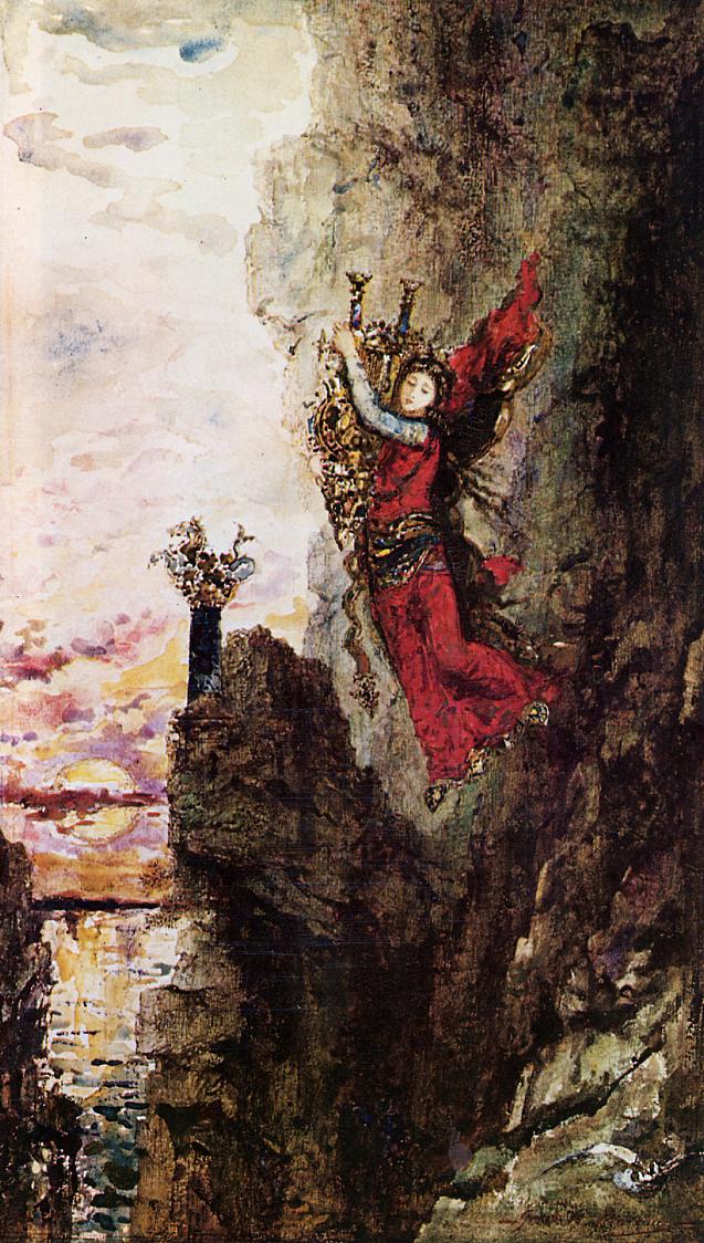 Sappho Leaping into the Sea, vintage artwork by Gustave Moreau, 12x8" (A4) Poster