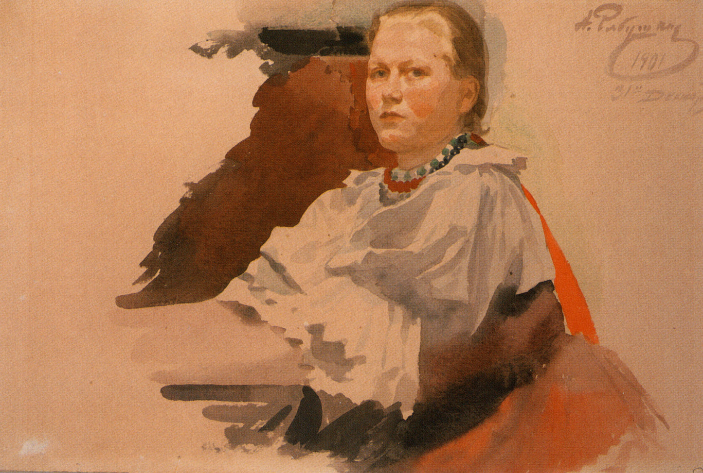 Girl in a Russian Costume by Andrei Petrovich Riabushkin,A3(16x12")Poster