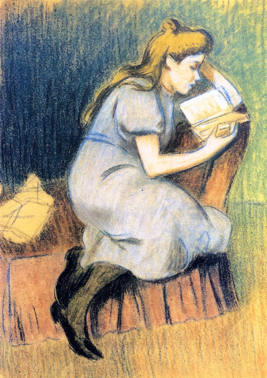 Girl with Blond Hair, vintage artwork by Federico Zandomeneghi, 12x8" (A4) Poster