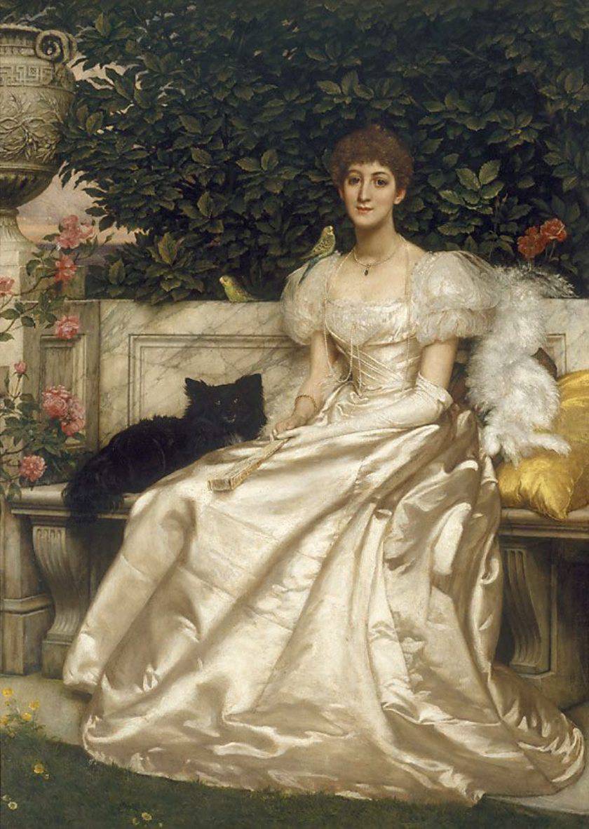Violet Monckton With Her Budgerigars, vintage artwork by Sir Edward John Poynter, 12x8" (A4) Poster