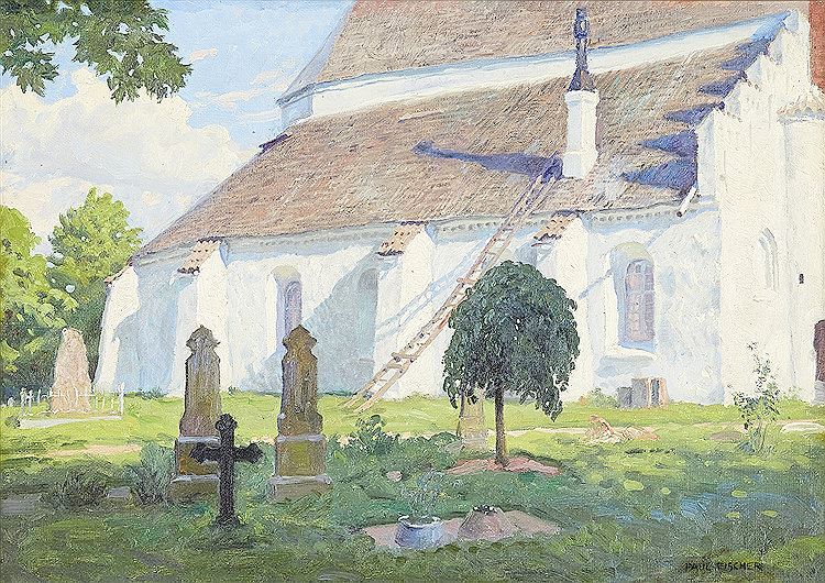 Church in Sunshine by Paul-Gustave Fischer,A3(16x12")Poster