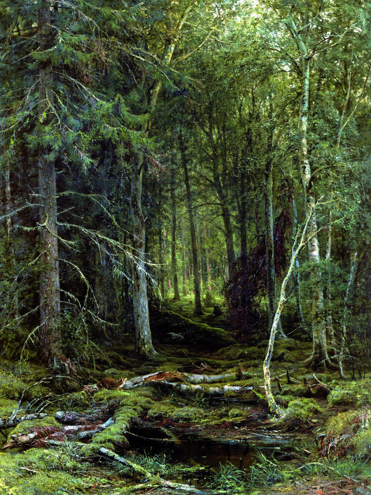 Backwoods, vintage artwork by Ivan Ivanovich Shishkin, 12x8" (A4) Poster