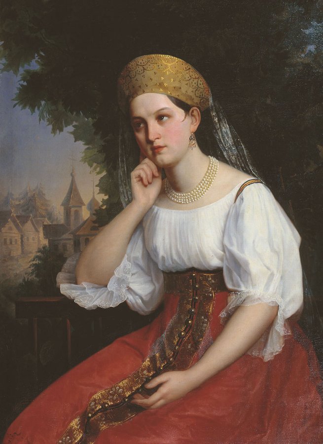 A Boyar Lady, vintage artwork by Grigory Sedov, 12x8" (A4) Poster