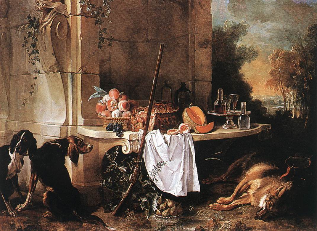 Dead Wolf, vintage artwork by Jean-Baptiste Oudry, 12x8" (A4) Poster