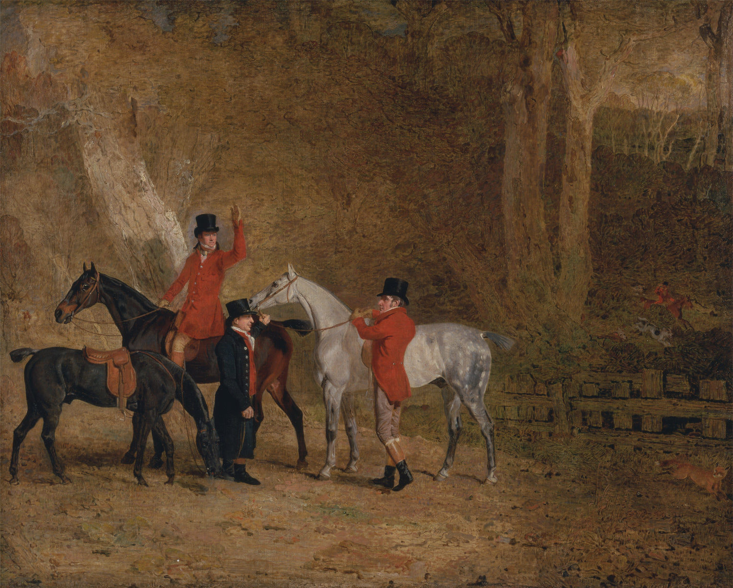 Foxhunting Scene, vintage artwork by Benjamin Marshall, 12x8" (A4) Poster