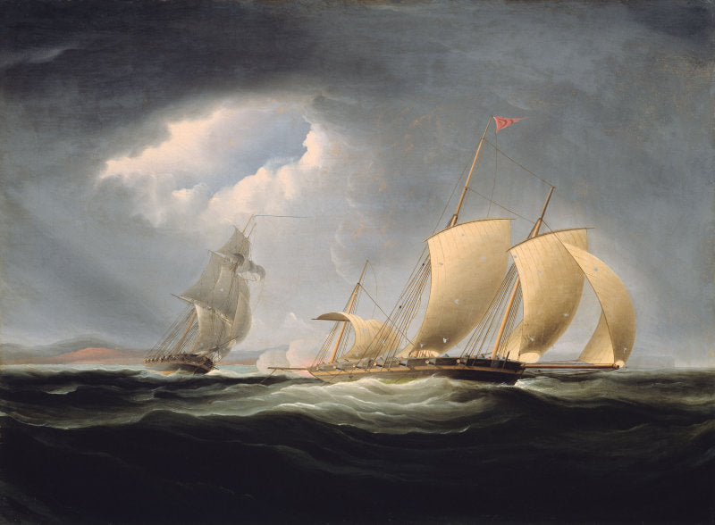 Capture of the Tripoli by the Enterprise, vintage artwork by Thomas Birch, 12x8" (A4) Poster