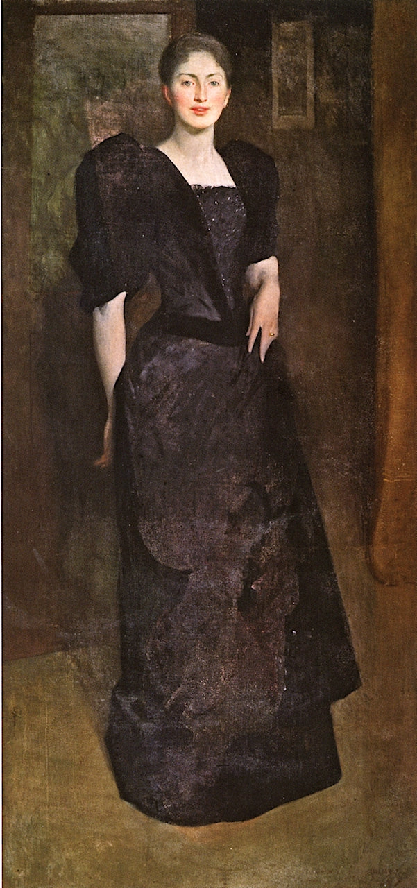 Portrait Noir, vintage artwork by John White Alexander, 12x8" (A4) Poster