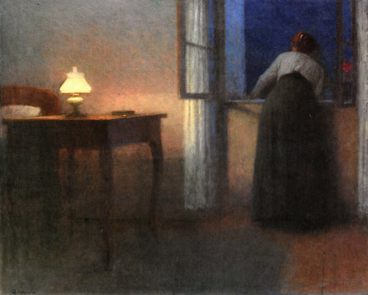 Evening Interior, vintage artwork by Jakub Schikaneder, 12x8" (A4) Poster
