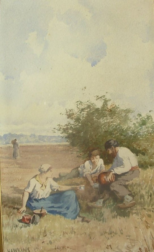 Scene in the Field, vintage artwork by Louis Welden Hawkins, 12x8" (A4) Poster