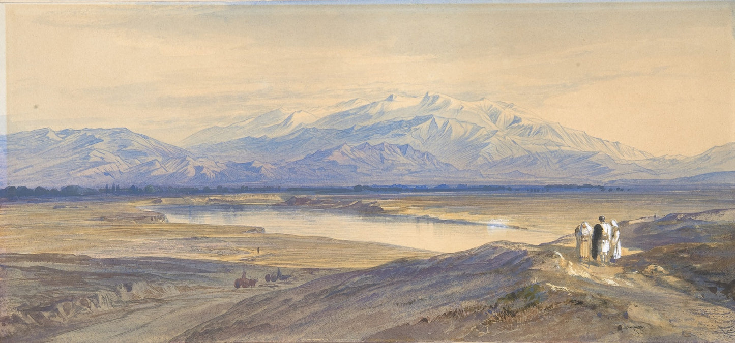 Mount Olympus from Larissa, Thessaly, Greece, vintage artwork by Edward Lear, A3 (16x12") Poster Print