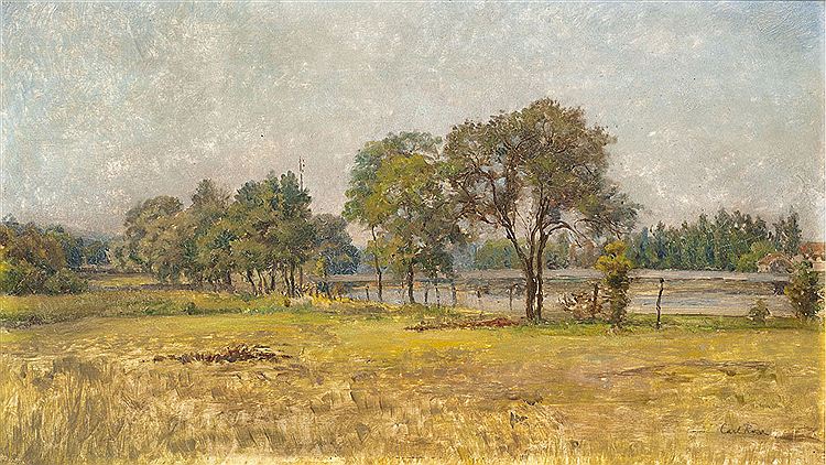 Banks of the Seine, vintage artwork by Mario Carl-Rosa, 12x8" (A4) Poster