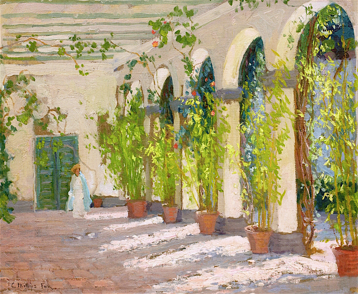 La Loggia, vintage artwork by Emanuel Phillips Fox, 12x8" (A4) Poster