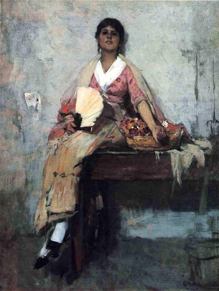 Flower Girl, vintage artwork by Frank Duveneck, 12x8" (A4) Poster