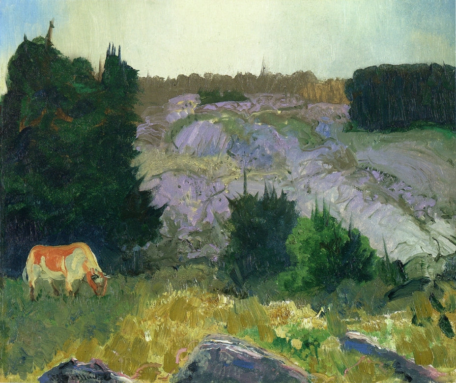 Edge of the Pasture - Glow of the Sun, vintage artwork by George Wesley Bellows, 12x8" (A4) Poster