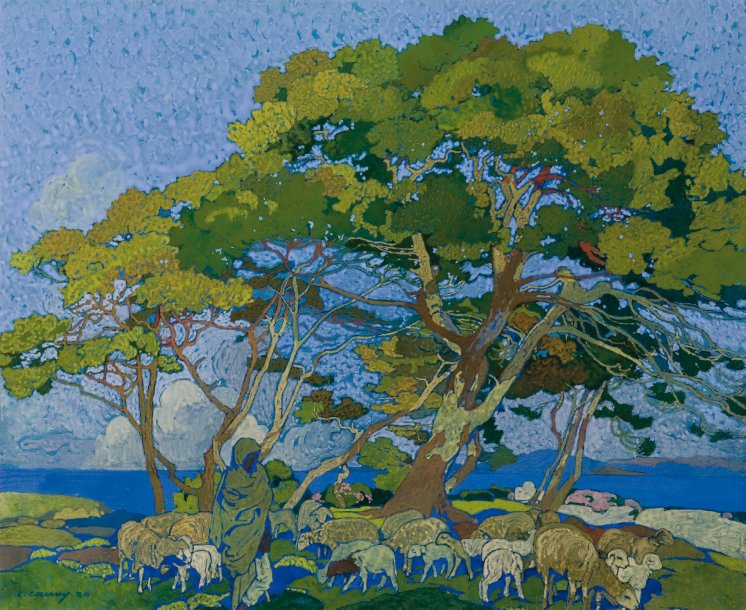 Pastoral Scene, Golf of Carthago, vintage artwork by Leon Cauvy, 12x8" (A4) Poster