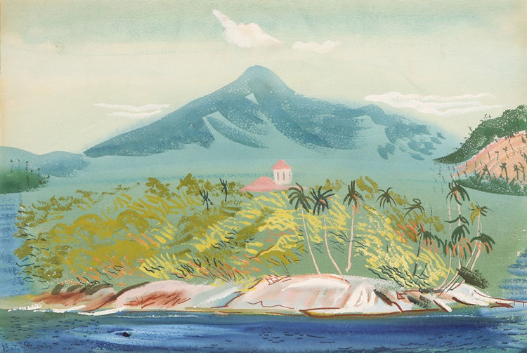 Island with Mountain View, Brazil by Boris Grigoriev,16x12(A3) Poster