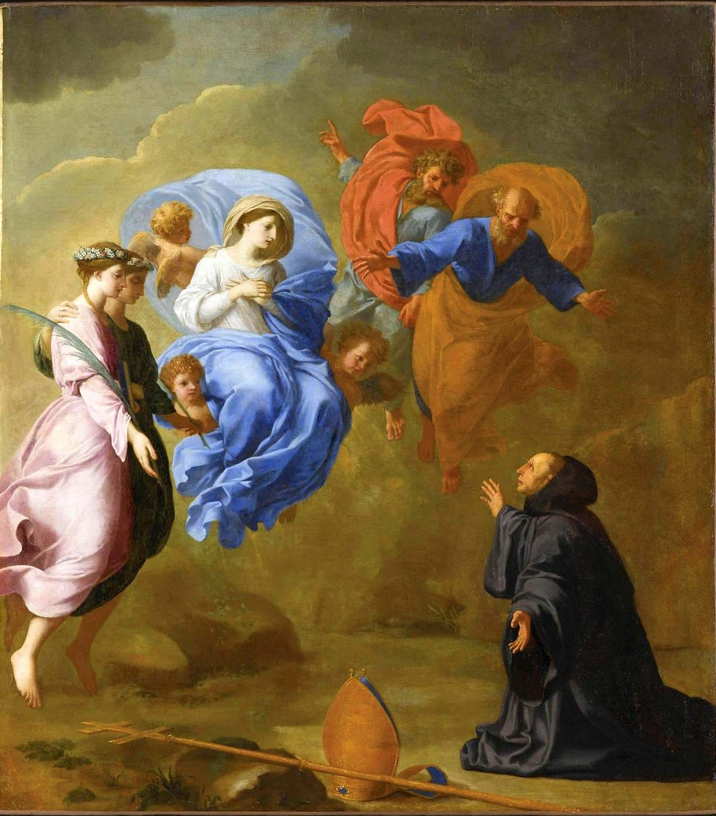 Apparition of the Virgin to Saint Martin, vintage artwork by Eustache Le Sueur, 12x8" (A4) Poster