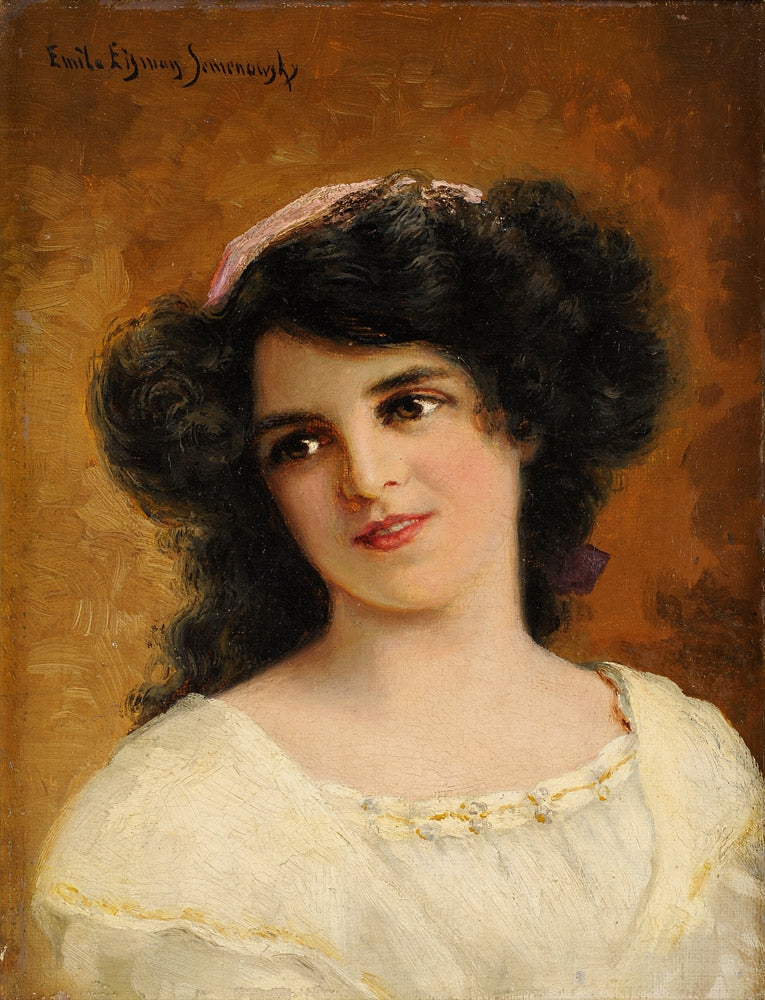 Black-haired beauty by Emile Eisman-Semenowsky,A3(16x12")Poster