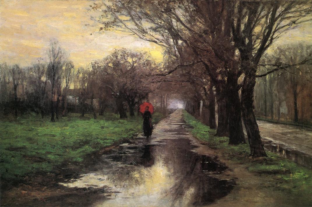 Meridian Street, Thawing Weather, vintage artwork by Theodore Clement Steele, 12x8" (A4) Poster